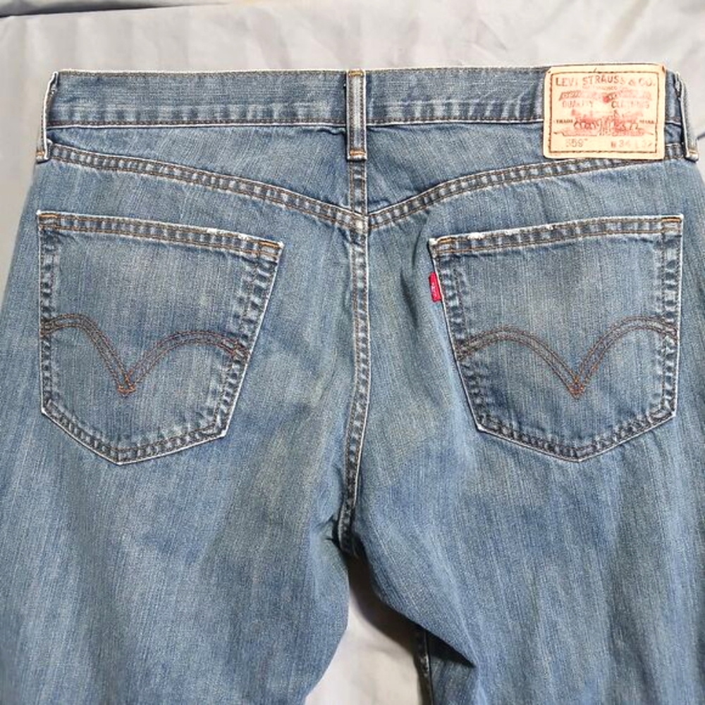 Levis 559 Jeans Men 34x32 Blue Relaxed Straight 90s Y2k Vintage Denim Biker Moto - Picture 5 of 10
